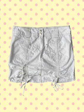 Garage White Y2K Mini Skort Low Rise Ruched Adjustable Tie Skirt Shorts